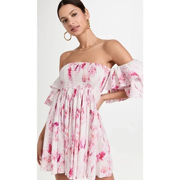 NWT Misa Los Angeles Dina Shirred Ruffle Mini Dress - Picture 5 of 12